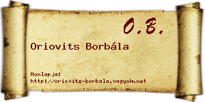 Oriovits Borbála névjegykártya